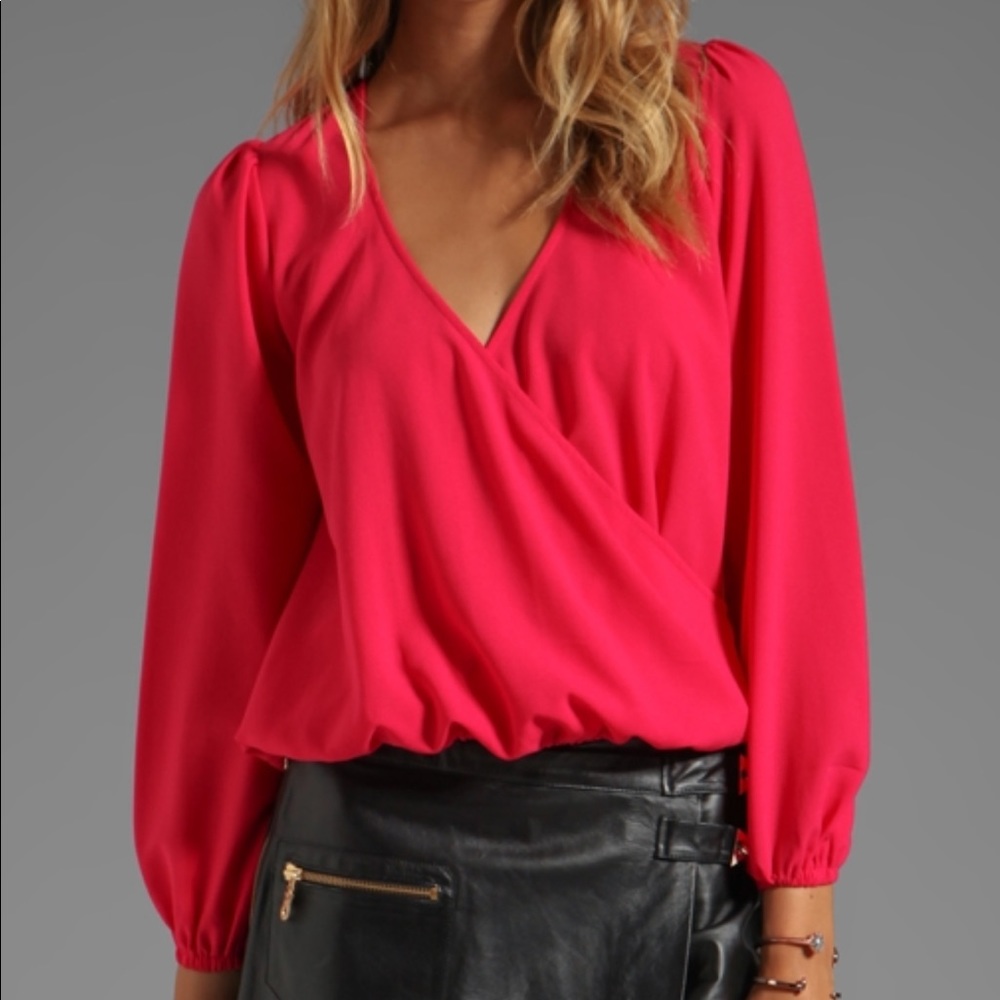 Fun pink wrap blouse